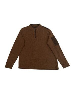 Bugatchi Brown Quarter Zip Mock Neck Sweater Long Sleeve Knit Pullover Size L